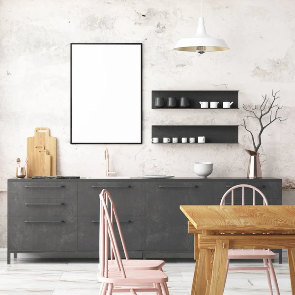 Interieur keuken in donkere kleuren — Stockfoto