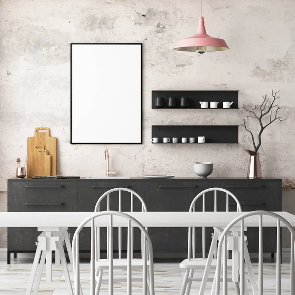 Interieur keuken in donkere kleuren — Stockfoto