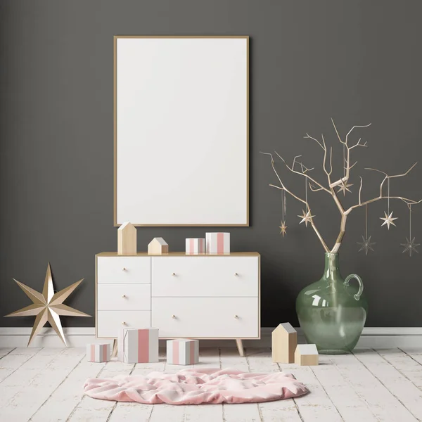 Kerst interieur in Scandinavische stijl — Stockfoto