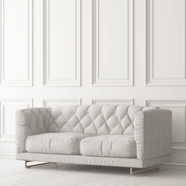 白い壁 ソファー付きのリビング ルームのモダンなインテリア レンダリング — ストック写真