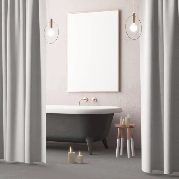 Affiche Maquillée Dans Salle Bain Dans Style Vintage Couleur Tendance — Photo