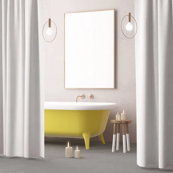 Mock Poster Bathroom Vintage Style Trend Color — Stock Photo, Image