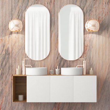 Art deco tarzında iki aynalar ile banyo iç