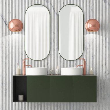 Art deco tarzında iki aynalar ile banyo iç