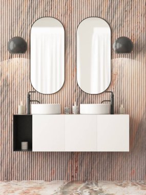 Art deco tarzında iki aynalar ile banyo iç