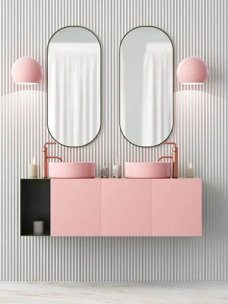 Interior Banheiro Com Dois Espelhos Estilo Art Deco — Fotografia de Stock