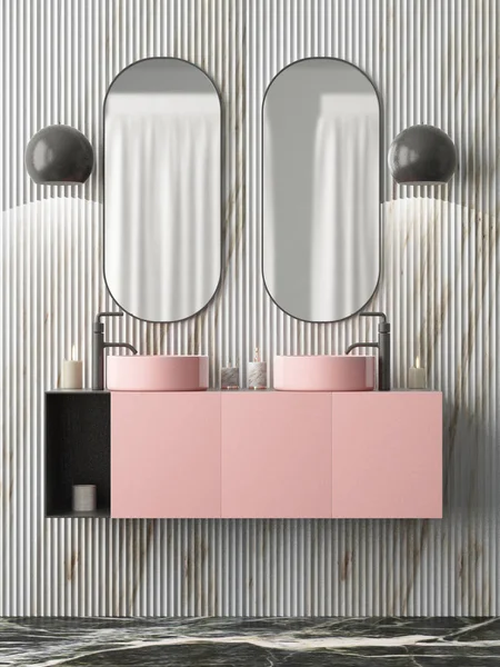 Interiér Koupelny Dvěma Zrcadly Stylu Art Deco — Stock fotografie