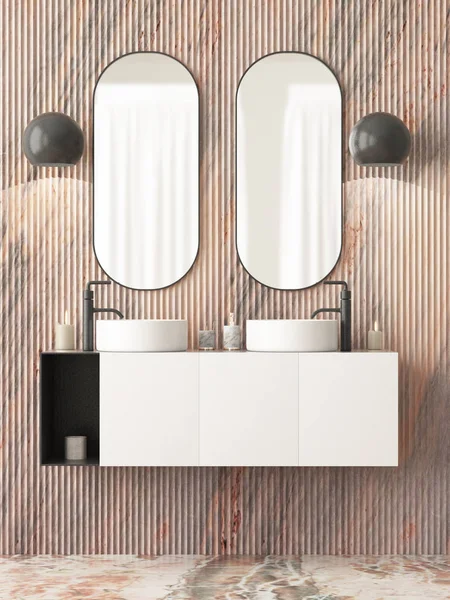 Art deco tarzında iki aynalar ile banyo iç