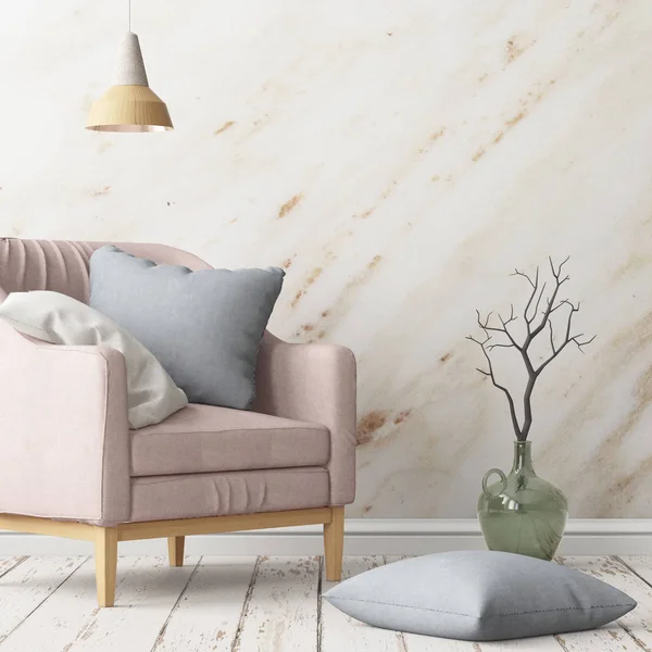 Interieur Met Een Fauteuil Trendy Kleur Render — Stockfoto