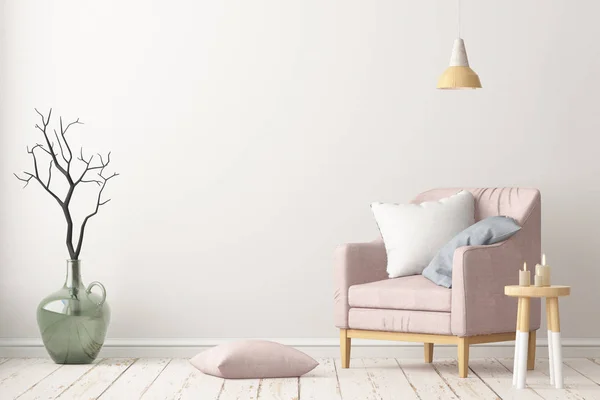 Home Interieur Mit Einem Sessel Trendfarbe Darstellung — Stockfoto