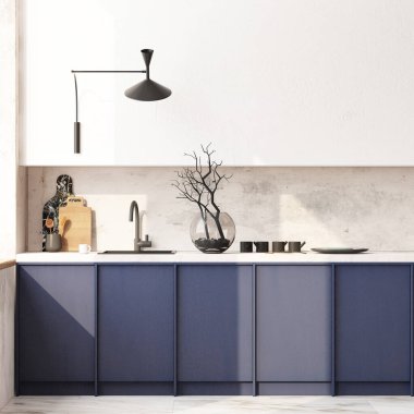 İskandinav tarzında ahşap modern mutfak tasarımı.