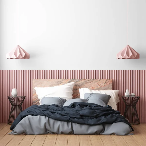 Colorful Rendering Modern Bedroom Interior Scandinavian Style — Stock Photo, Image