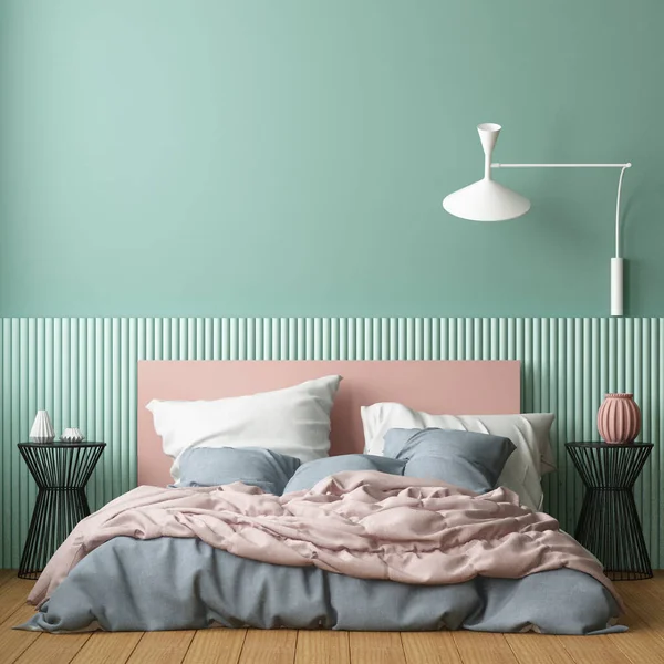 Colorful Rendering Modern Bedroom Interior Scandinavian Style — Stock Photo, Image