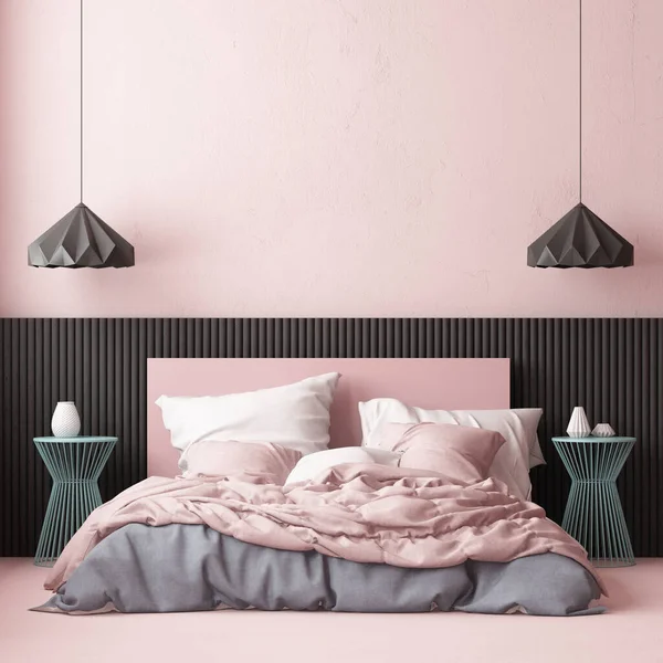 Kleurrijke Weergave Van Moderne Slaapkamer Interieur Scandinavische Stijl — Stockfoto
