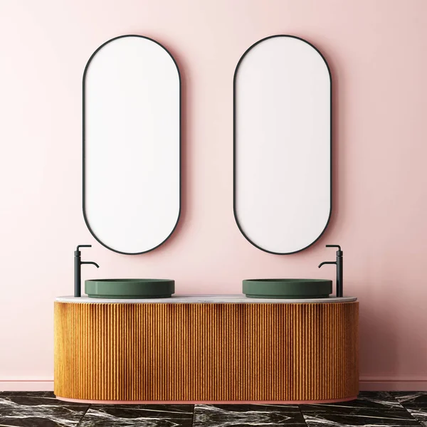 Specchi Enormi Bagno Stile Vintage Colore Tendenza — Foto Stock