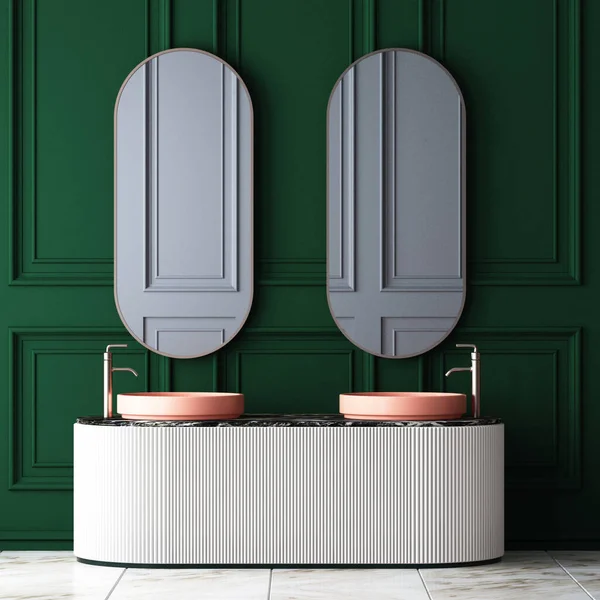 Specchi Enormi Bagno Stile Vintage Colore Tendenza — Foto Stock