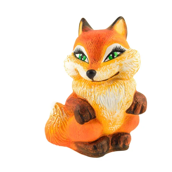 Une figurine en argile d'un renard magnifiquement coloré — Photo
