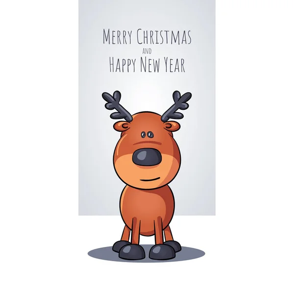 Karácsonyi szarvas egy greet formájában vektor karikatúra portré — Stock Vector