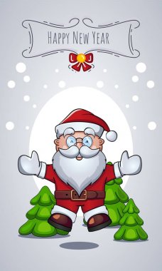 Vektör çizgi film karakteri Noel Baba Noel tebrik ca olarak