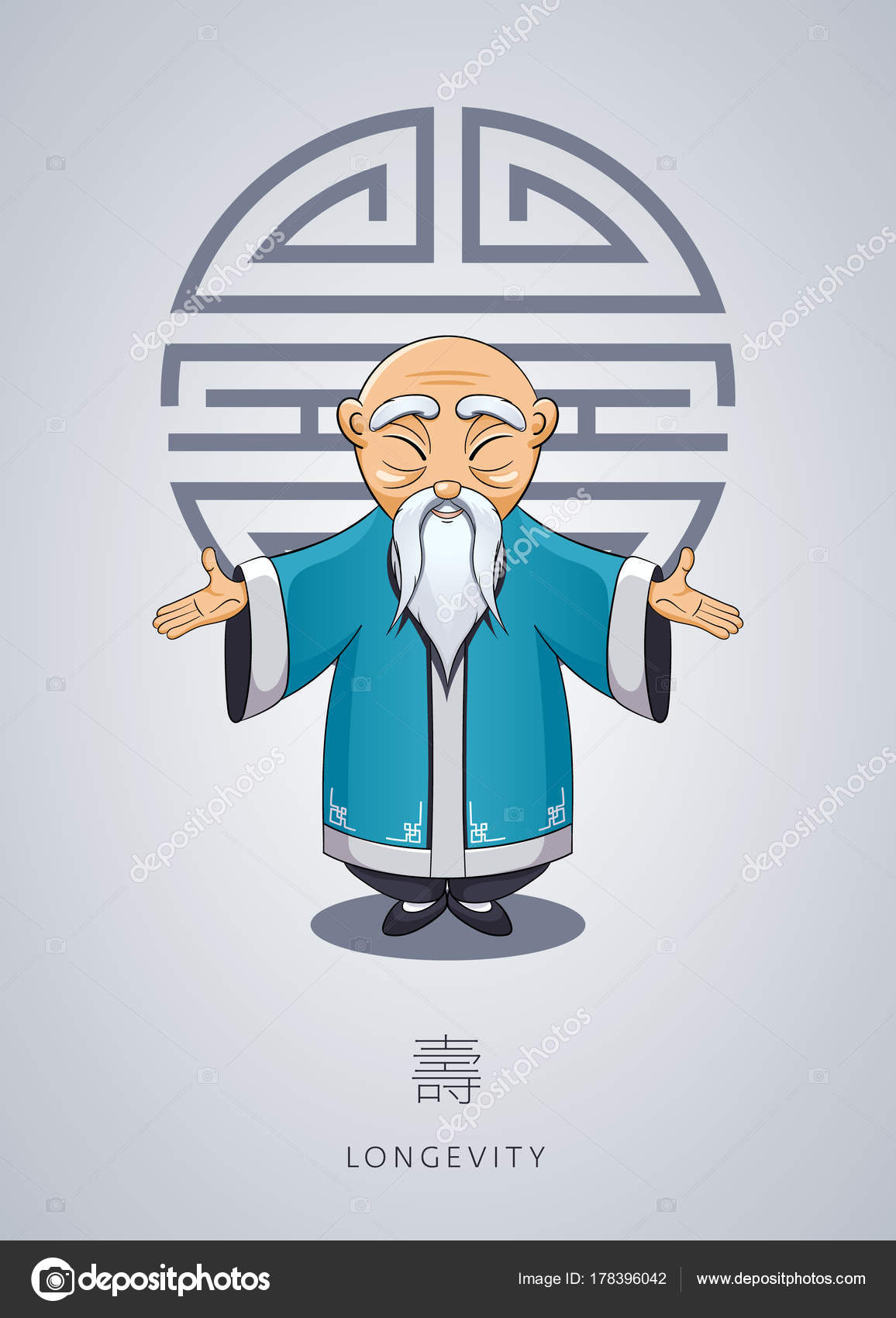 Cartoon hand drawn Asian gray-haired wise old man in national cl Stock  Vector Image by ©dizinf #178396042