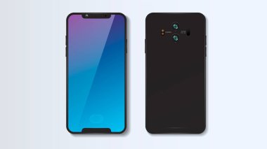 Vektör minimalist 3d izometrik çizimde cep telefonu. Smartphone perspektif görünüm. Mockup genel aygıt. İnfographics veya sunuyu UI tasarım şablonu. Kavram grafik tasarım en iyi arabirimi.