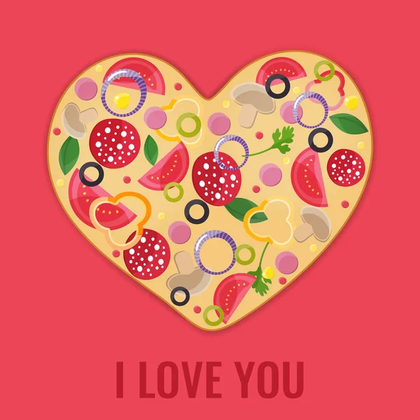 Valentines Day Menu ontwerp. Pizza hart. — Stockvector