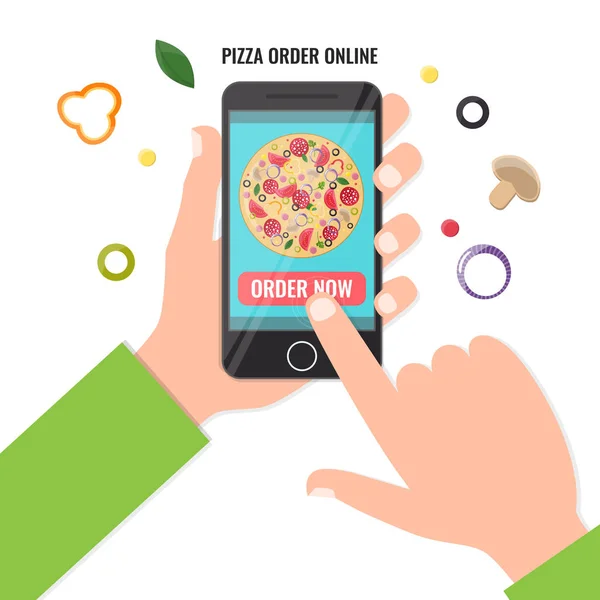 피자 주문 온라인 서비스의 개념. — 스톡 벡터