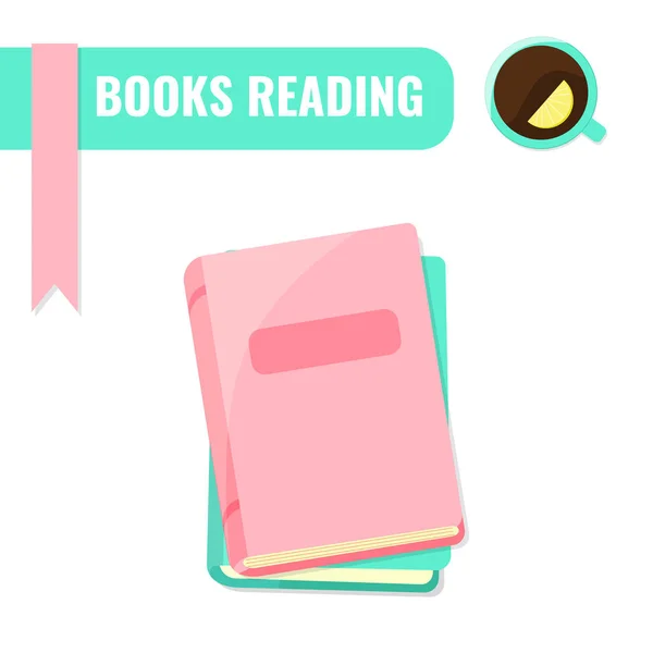 Lectura de libros, me encantan los libros concepto . — Vector de stock