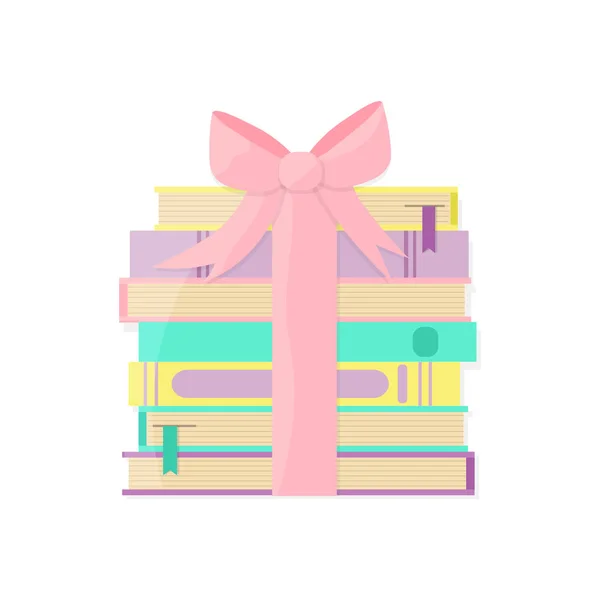 Books pile packaged as a gift — Stock Vector