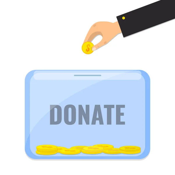 Donera pengar med låda för donationer — Stock vektor