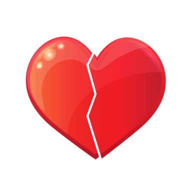 Sevgililer günü kartı. Büyük kırmızı kalp ikiye ayrıldı..