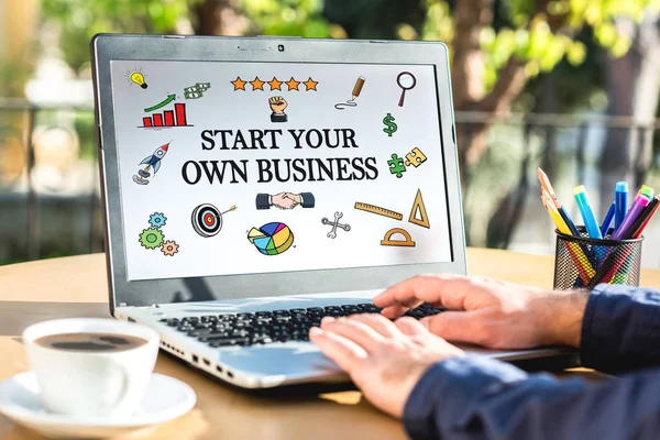 Start Your Own Business Concept On Laptop Monitor