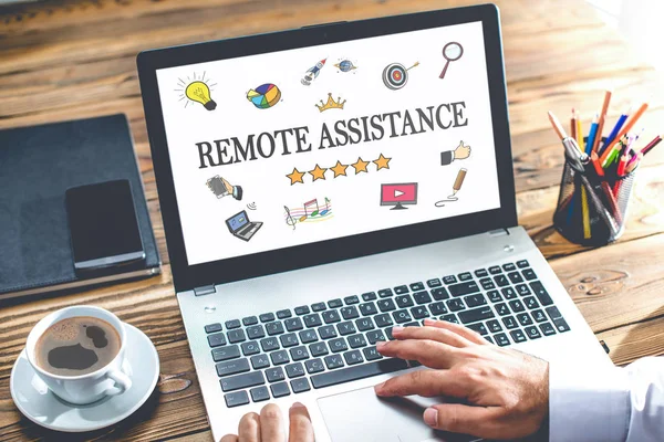 Remote Assistance Concept On Laptop Monitor