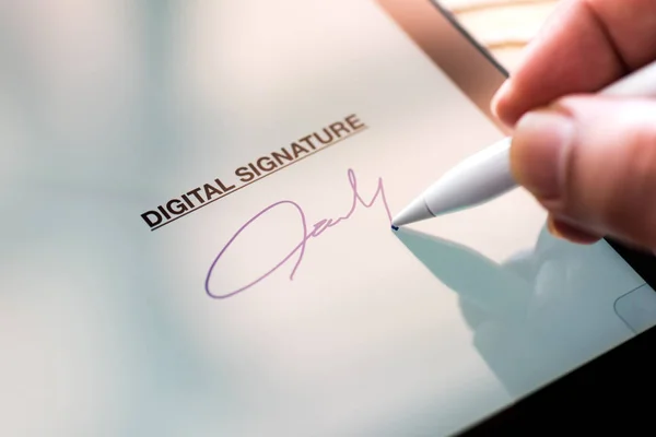 Digital Signature Concept with Tablet and Stylus Pen