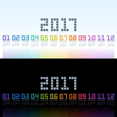 Dijital renkli parlayan ile takvim 2017 şablonu