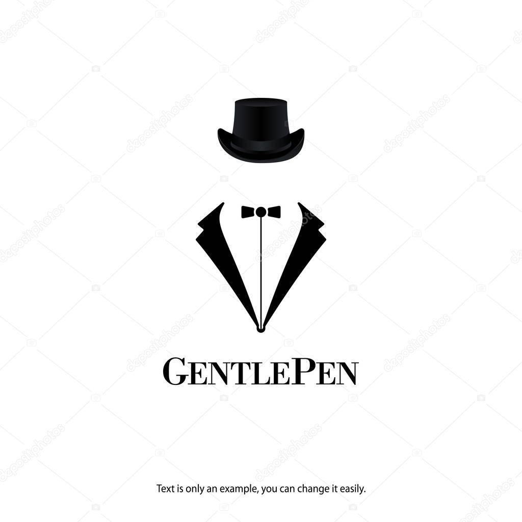 Gentleman writer logo. Fountain pen vector icon. Eps10.