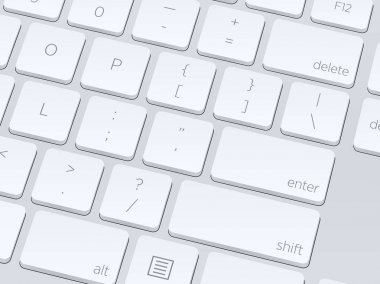 Beyaz bilgisayar klavye. Görüntü kadar kapatın. Vektör çizim bac