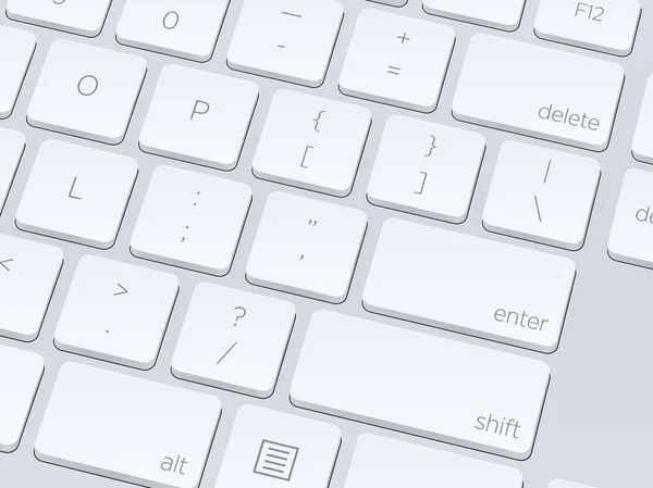 Tastiera bianca del computer. Immagine ravvicinata. Vettore illustrazione bac — Vettoriale Stock
