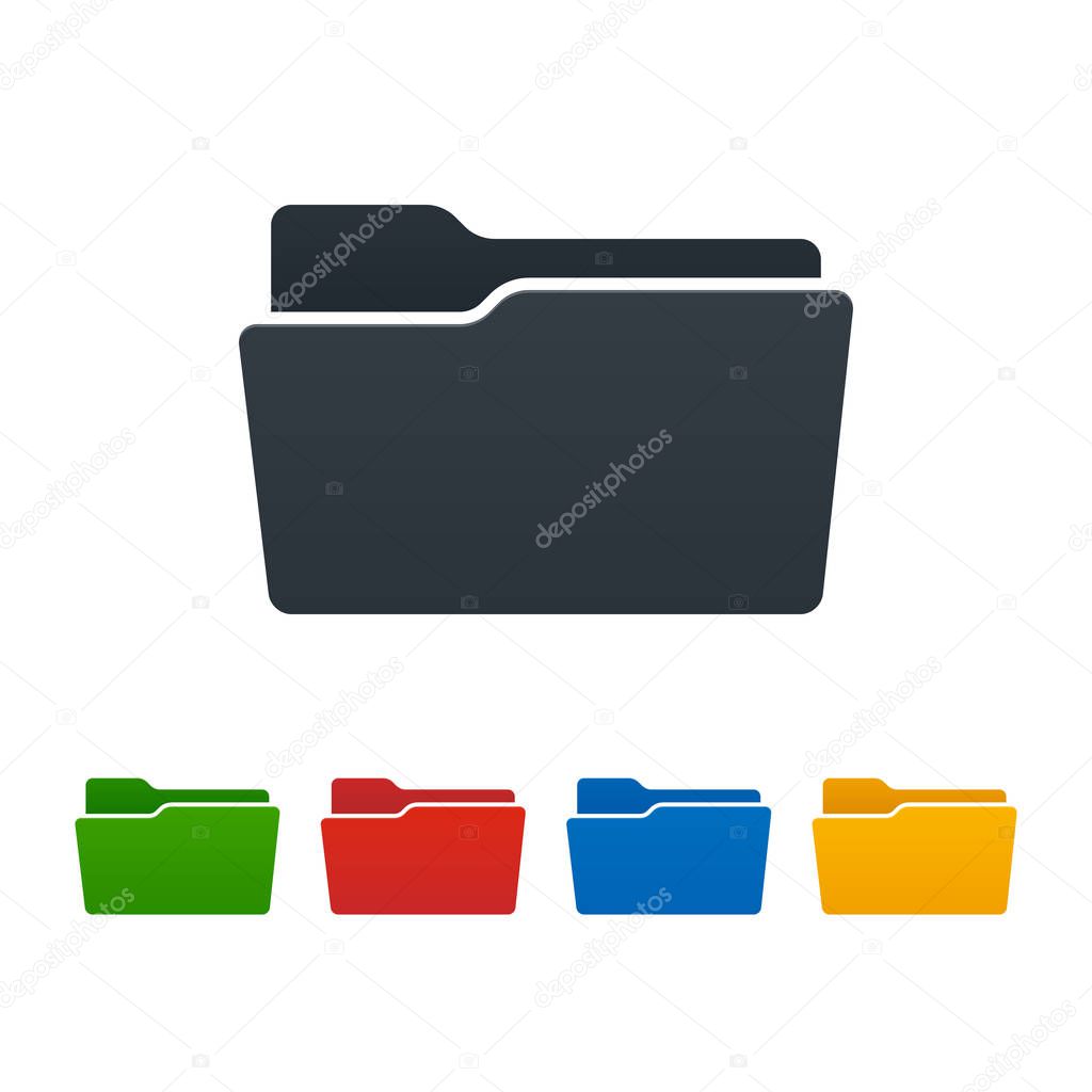 Open folders on white background. Isolated vector illustration.