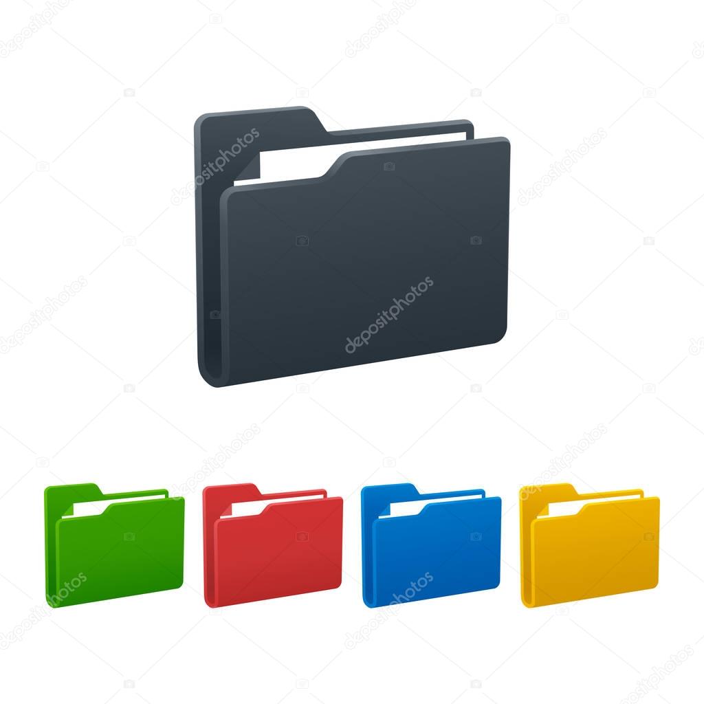 Folders with documents on white background. Isolated vector illu
