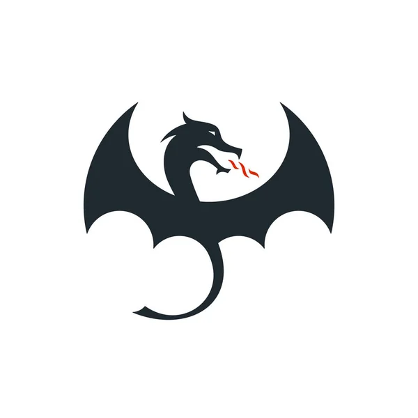 Значок дракона з розлогі крилами — стоковий вектор