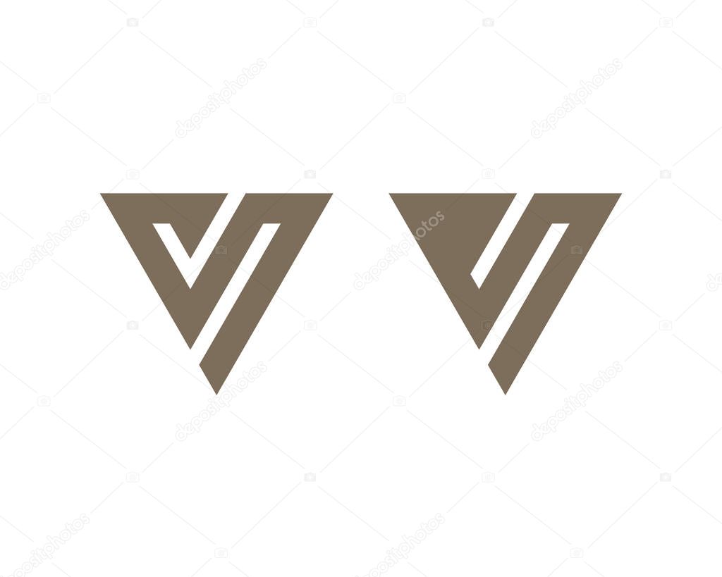 Delta shaped letters V on white background. Triangular vector icons. Abstract logo design.