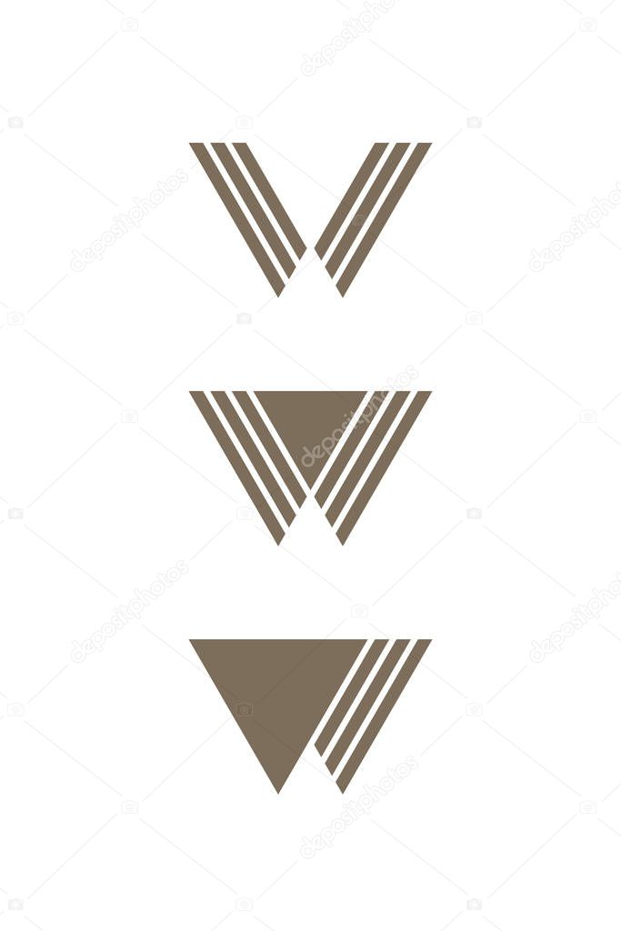 Overlapping letter W icons on white background. Abstract logo designs.