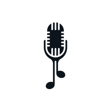 Müzik notaları olan soyut radyo mikrofon simgesi