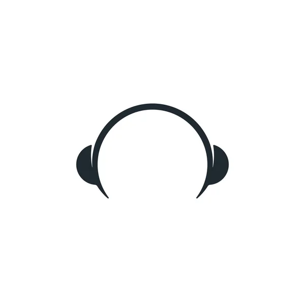 Auriculares icono plano símbolo de música — Vector de stock