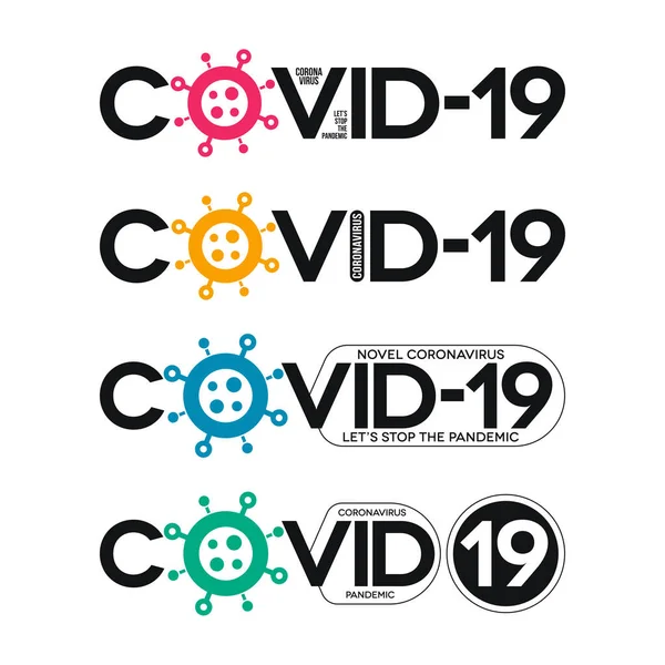 Covid Typografické Nápisy Bannery Různých Formách Minimální Barevné Ikony Románu — Stockový vektor