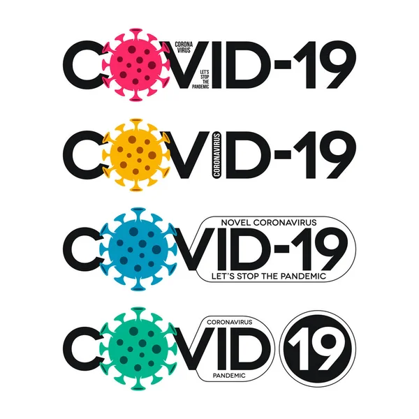 Covid Typographic Lettering Banners Various Forms Colorful Novel Coronavirus Pandemic — Stock Vector