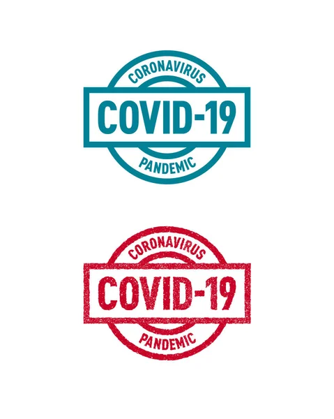 Coronavirus Covid Turquoise Solid Red Ink Rubber Stamp Badges White — Stock Vector