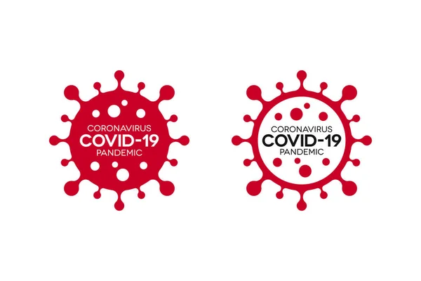 Covid Lettering Filled Outlined Badges Red Ink Novel Coronavirus Pandemic — Stock Vector