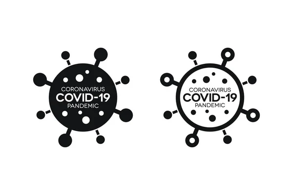 Covid Lettering Minimal Icons Novel Coronavirus Pandemic Filled Outlined Badges — Stock Vector